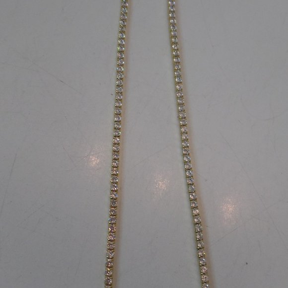 Worn 1X Unbranded Goldtone & CZ Bling Necklace "Y" Adj 15"  Tail  6.5" Beautiful - Picture 5 of 9